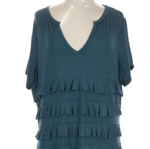 Colleen Lopez Deep Teal Ruffle Blouse